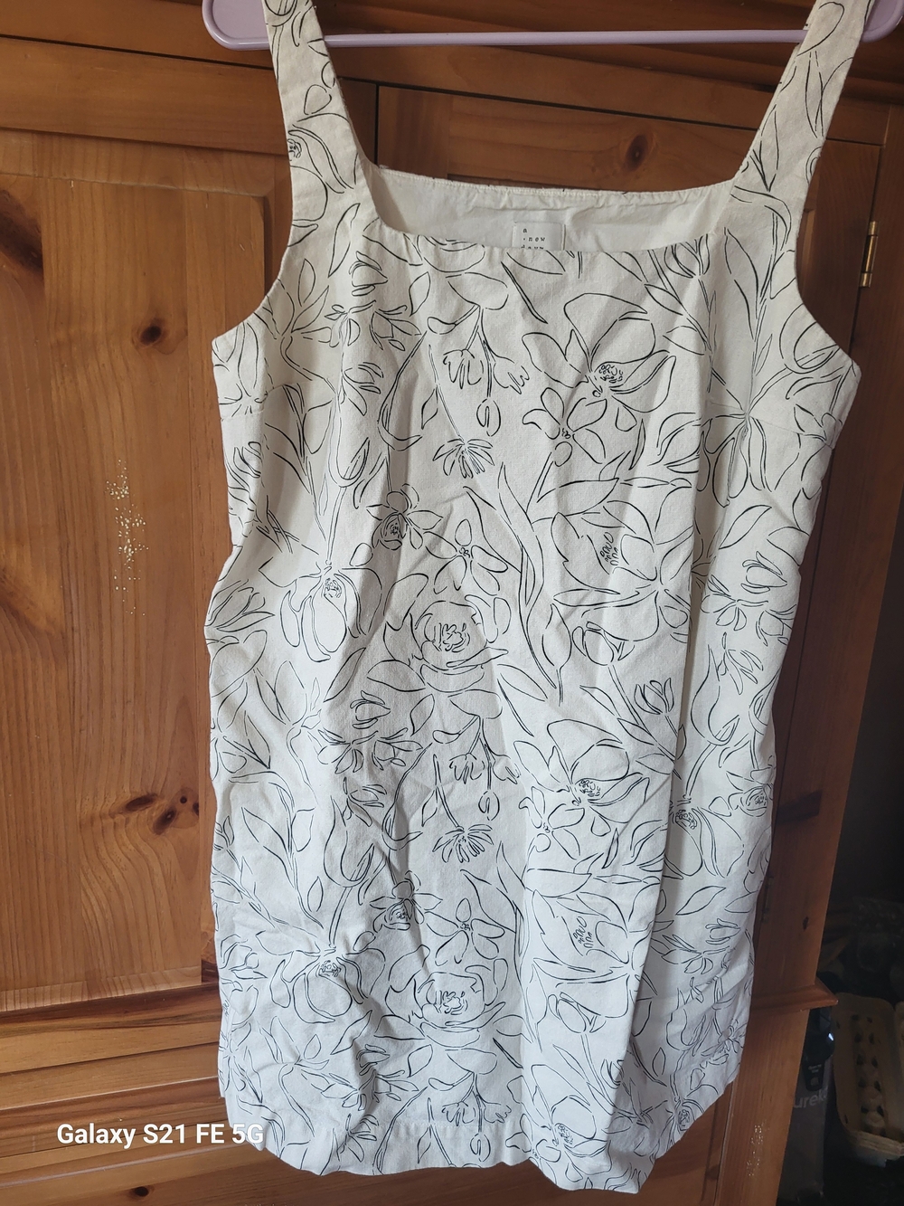 a new day Cream Floral Linen-Blend Mini Sundress